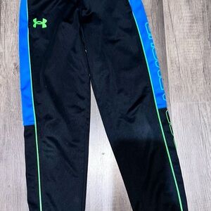 Under Armour Kids Black Joggers with Blue and Green Accents
